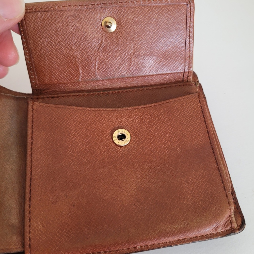 Louis Vuitton Monogram Bifold Wallet Brown Canvas Made in France Vintage - Picture 12 of 14